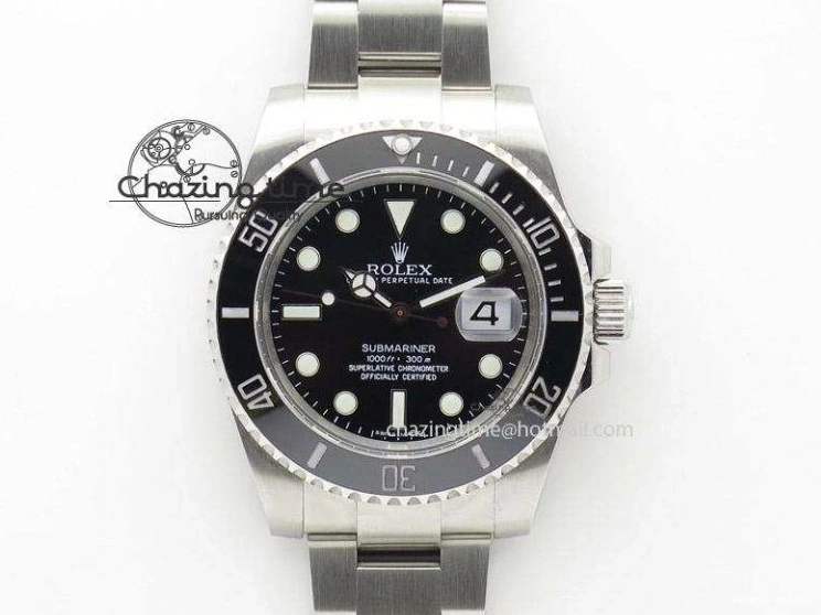 1221 Submariner 114060 No Date Black Ceramic ZZF 904L 1:1 Best Edition on SS Bracelet A Original 2989